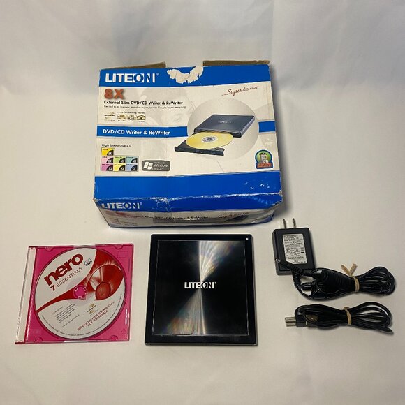 Lite On 8X External Slim DVD/CD Writer & ReWriter DX-8A1H 05C Tested Working EUC - Picture 1 of 16